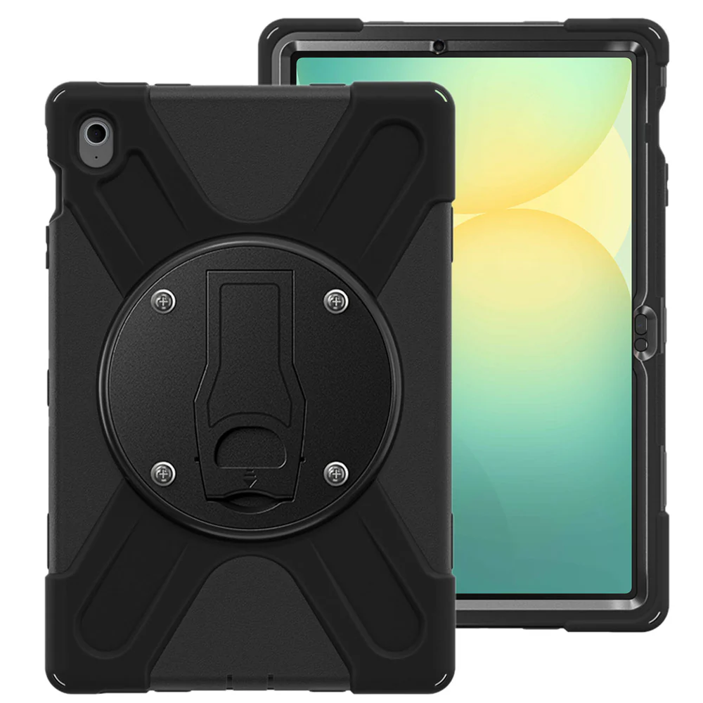JVN-SS-X620 | Samsung Galaxy Tab S10 FE+ S10 FE Plus SM-X620 X626 X628 | Ultra 3 Layers Shockproof Rugged Case With VESA 75x75mm Mounting Holes & Kick-stand