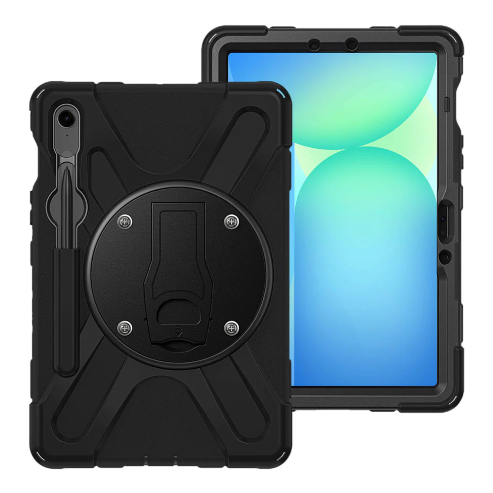 JVN-SS-X710 | Samsung Galaxy Tab S10 FE SM-X520 X526 X528 / S10 Lite SM-X400 X406 | Ultra 3 Layers Shockproof Rugged Case With VESA 75x75mm Mounting Holes & Kick-stand