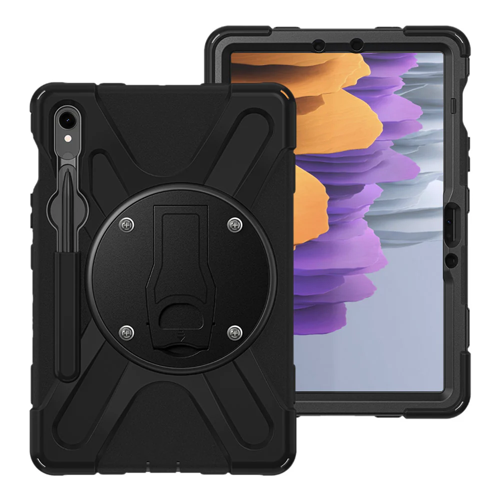 JVN-SS-X710 | Samsung Galaxy Tab S7 SM-T870 / SM-T875 / SM-T876B | Ultra 3 Layers Shockproof Rugged Case With VESA 75x75mm Mounting Holes & Kick-stand