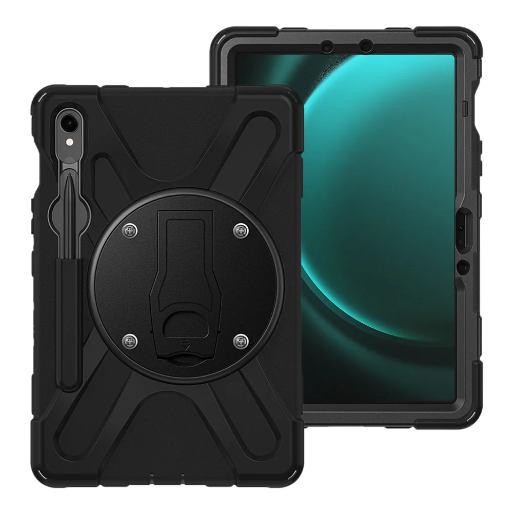 JVN-SS-X710 | Samsung Galaxy Tab S9 FE SM-X510 X516 X518 | Ultra 3 Layers Shockproof Rugged Case With VESA 75x75mm Mounting Holes & Kick-stand
