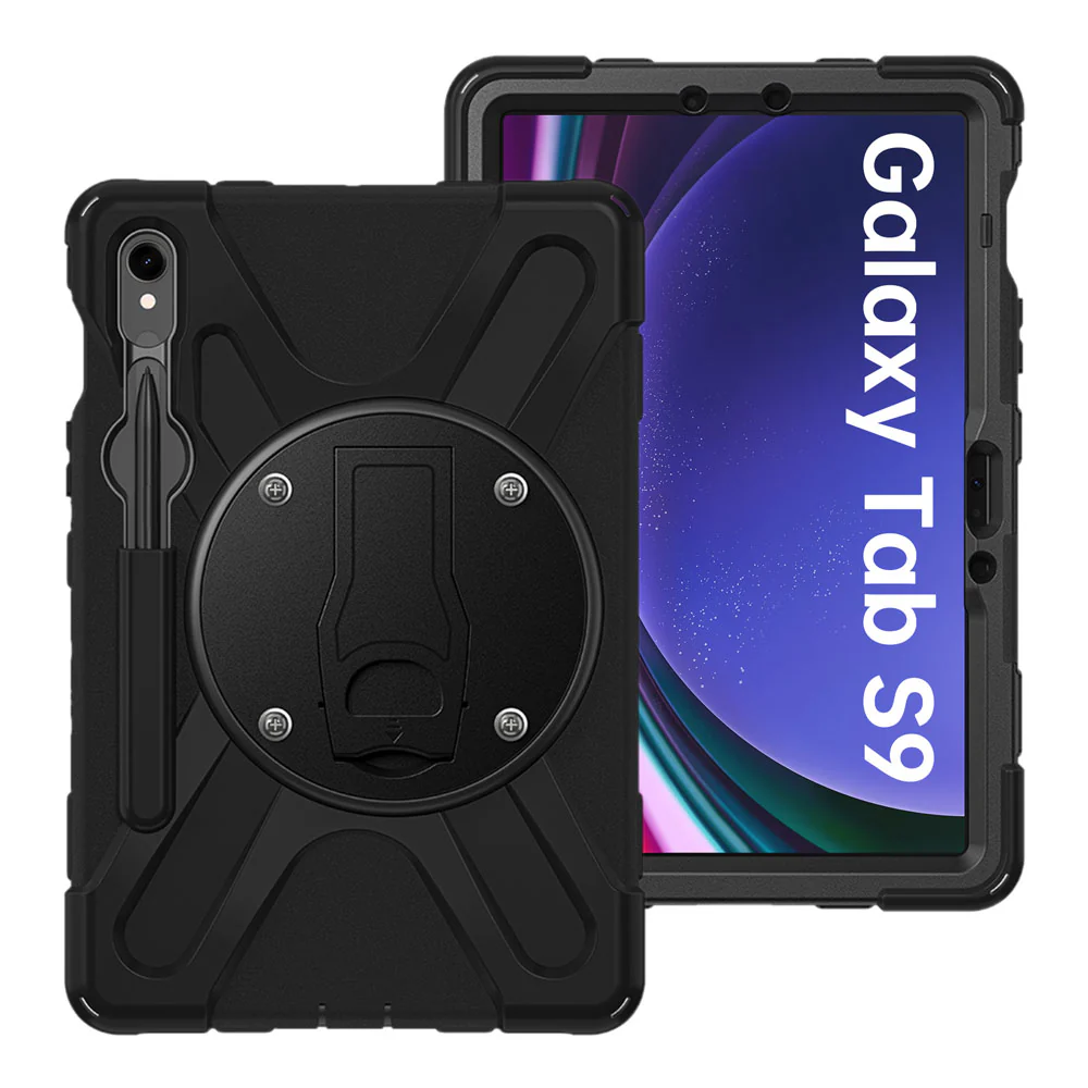 JVN-SS-X710 | Samsung Galaxy Tab S9 SM-X710 / X716 / X718 | Ultra 3 Layers Shockproof Rugged Case With VESA 75x75mm Mounting Holes & Kick-stand