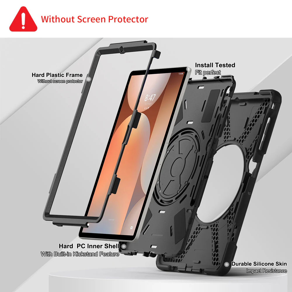 JVN-SS-X810 | Samsung Galaxy Tab S7 FE SM-T730 / T733 / T736B / T735NZ | Ultra 3 Layers Shockproof Rugged Case With VESA 75x75mm Mounting Holes & Kick-stand - Image 6