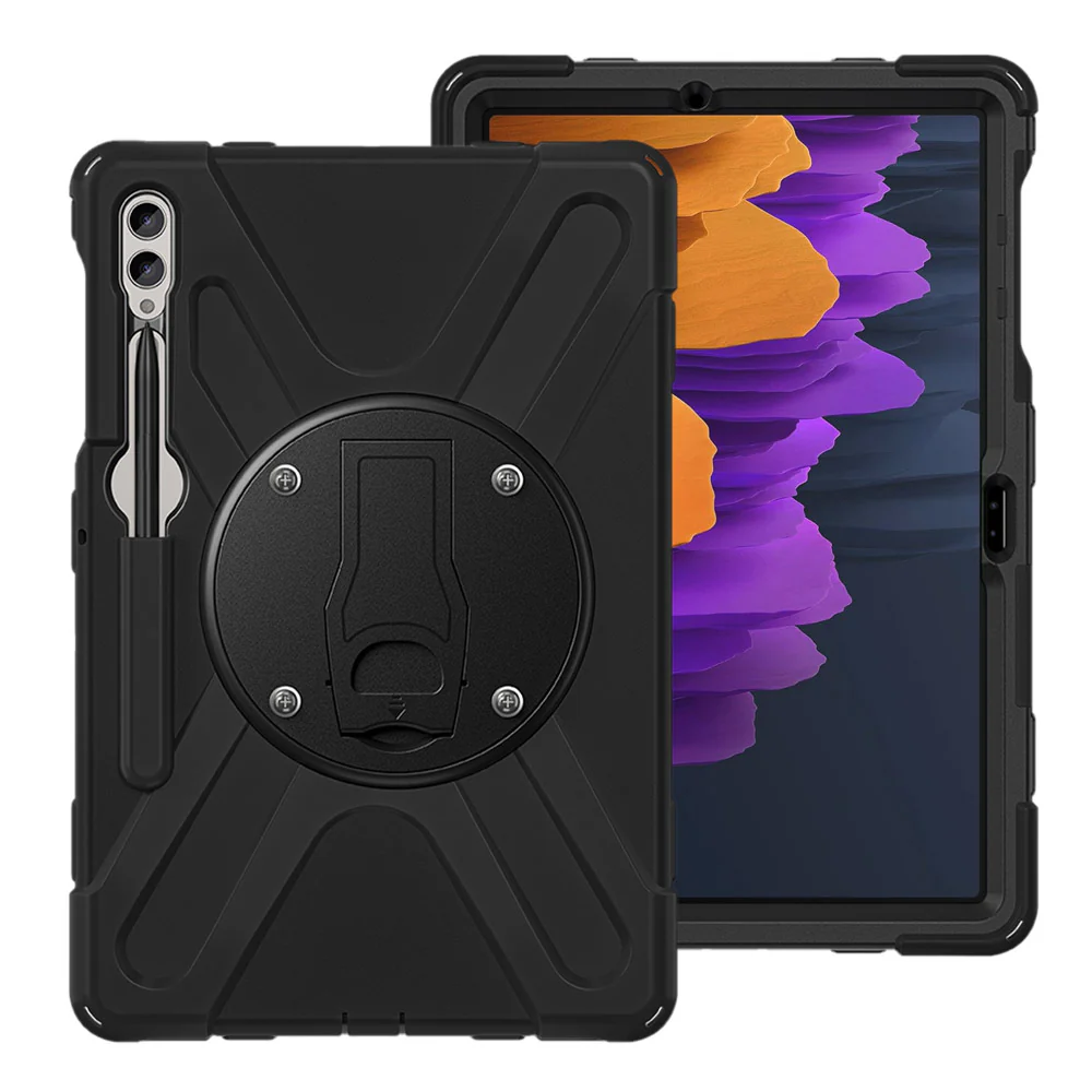 JVN-SS-X810 | Samsung Galaxy Tab S7 Plus S7+ SM-T970 / T975 / T976B | Ultra 3 Layers Shockproof Rugged Case With VESA 75x75mm Mounting Holes & Kick-stand