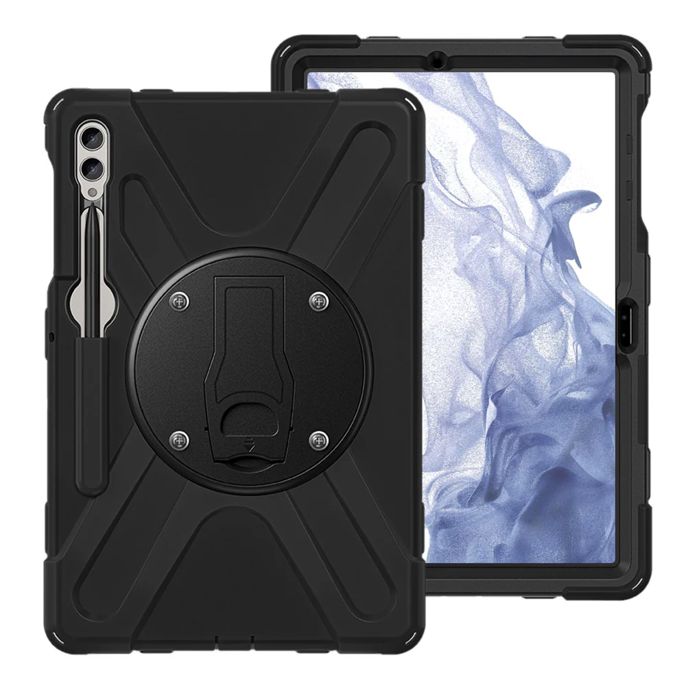 JVN-SS-X810 | Samsung Galaxy Tab S8+ S8 Plus SM-X800 / SM-X806 | Ultra 3 Layers Shockproof Rugged Case With VESA 75x75mm Mounting Holes & Kick-stand