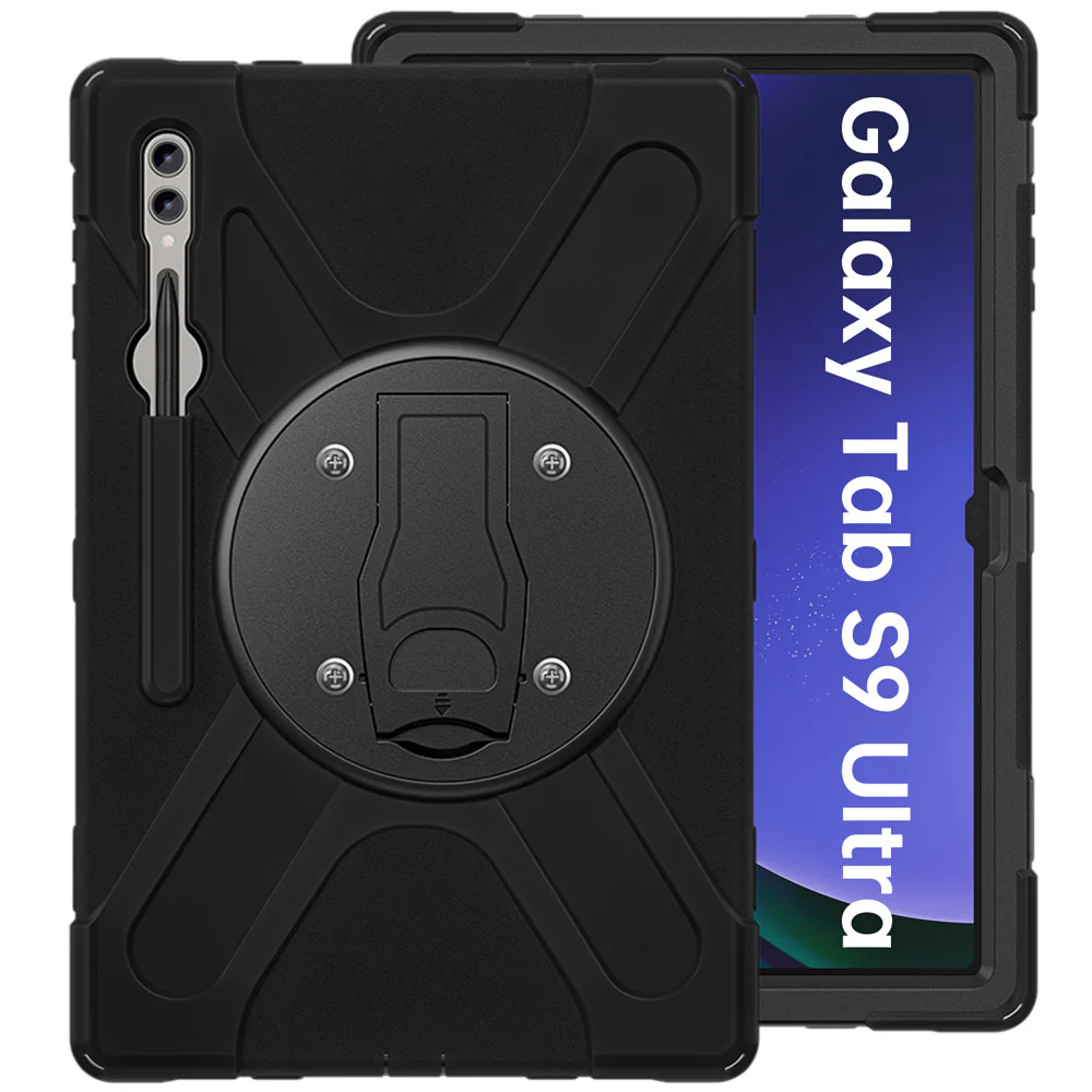 JVN-SS-X910 | Samsung Galaxy Tab S9 Ultra SM-X910 / X916 / X918 | Ultra 3 Layers Shockproof Rugged Case With VESA 75x75mm Mounting Holes & Kick-stand