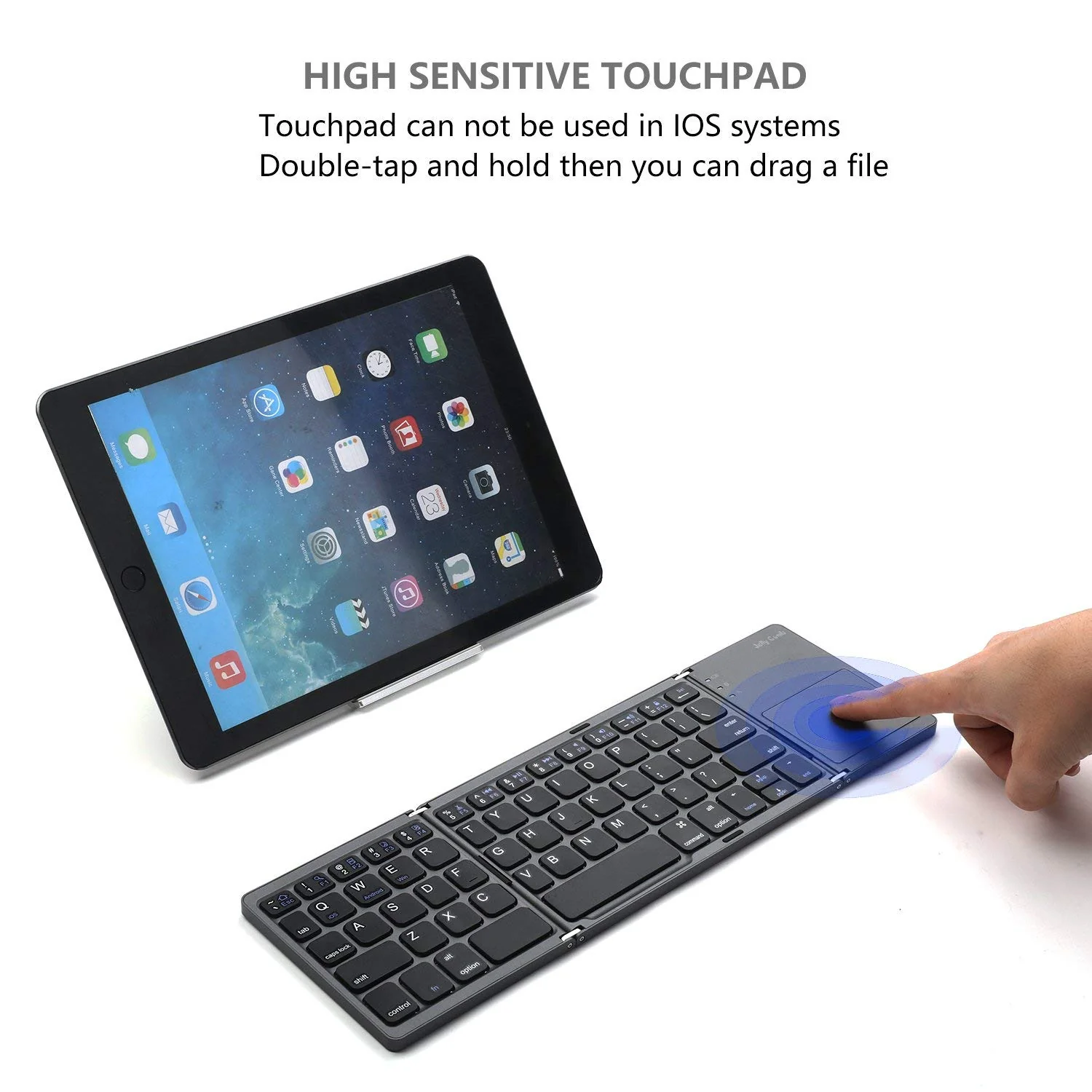 KBA-02 | Foldable pocket Size Portable Mini BT Wireless Keyboard w/ Touchpad - Image 3