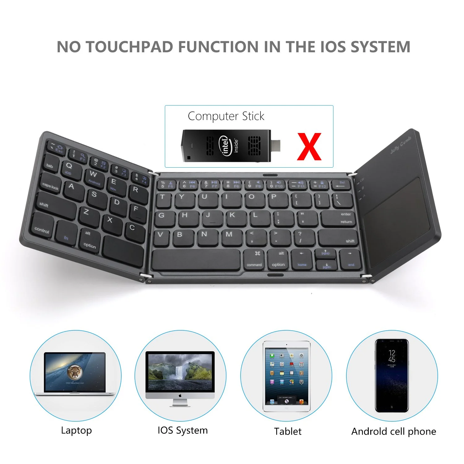 KBA-02 | Foldable pocket Size Portable Mini BT Wireless Keyboard w/ Touchpad - Image 5