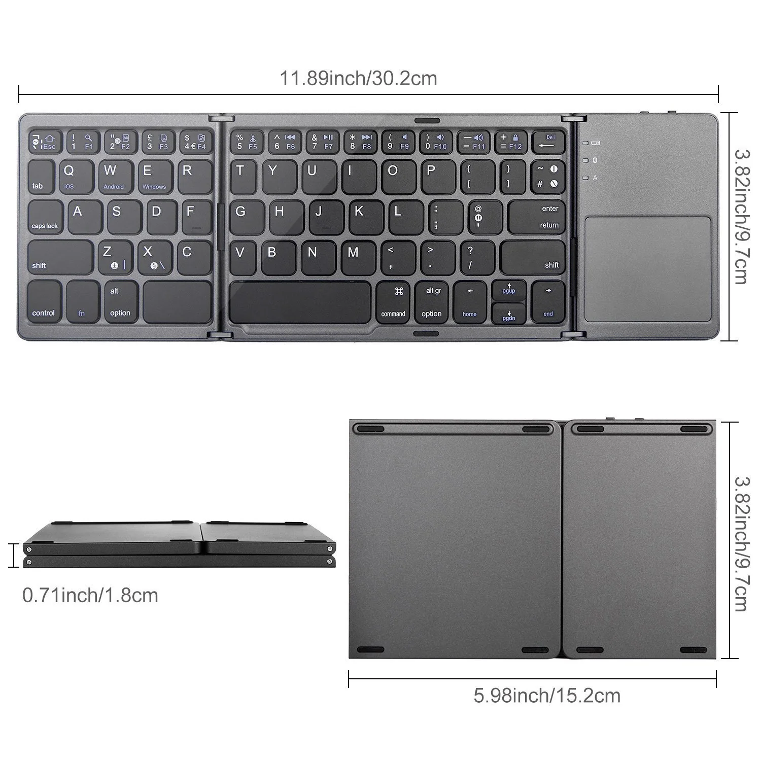 KBA-02 | Foldable pocket Size Portable Mini BT Wireless Keyboard w/ Touchpad - Image 7