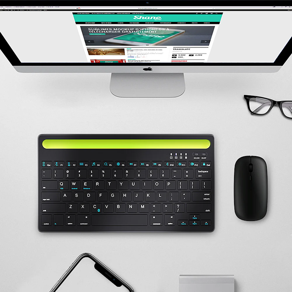 KBA-05 | Dual Channel Bluetooth Keyboard w/ Phone & Tablet Holder - Image 6