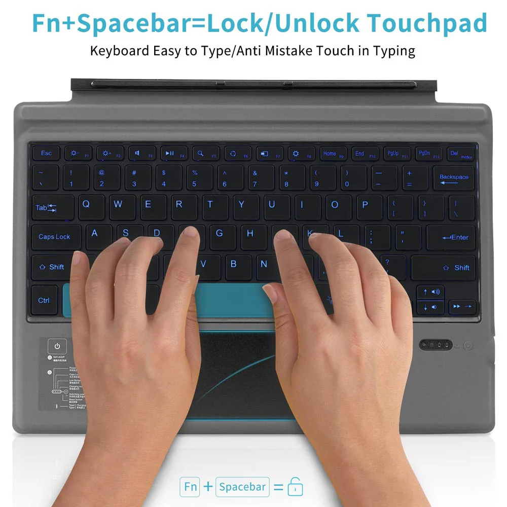 KBA-09 | Wireless Bluetooth Backlit Keyboard with Touchpad | for Microsoft Surface - Image 6