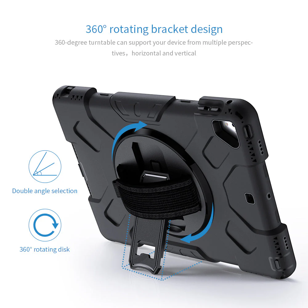 KKN-iPad-A2 | iPad Air 2 | Ultra 3 layers shockproof rugged case with hand strap and kick-stand - Image 4