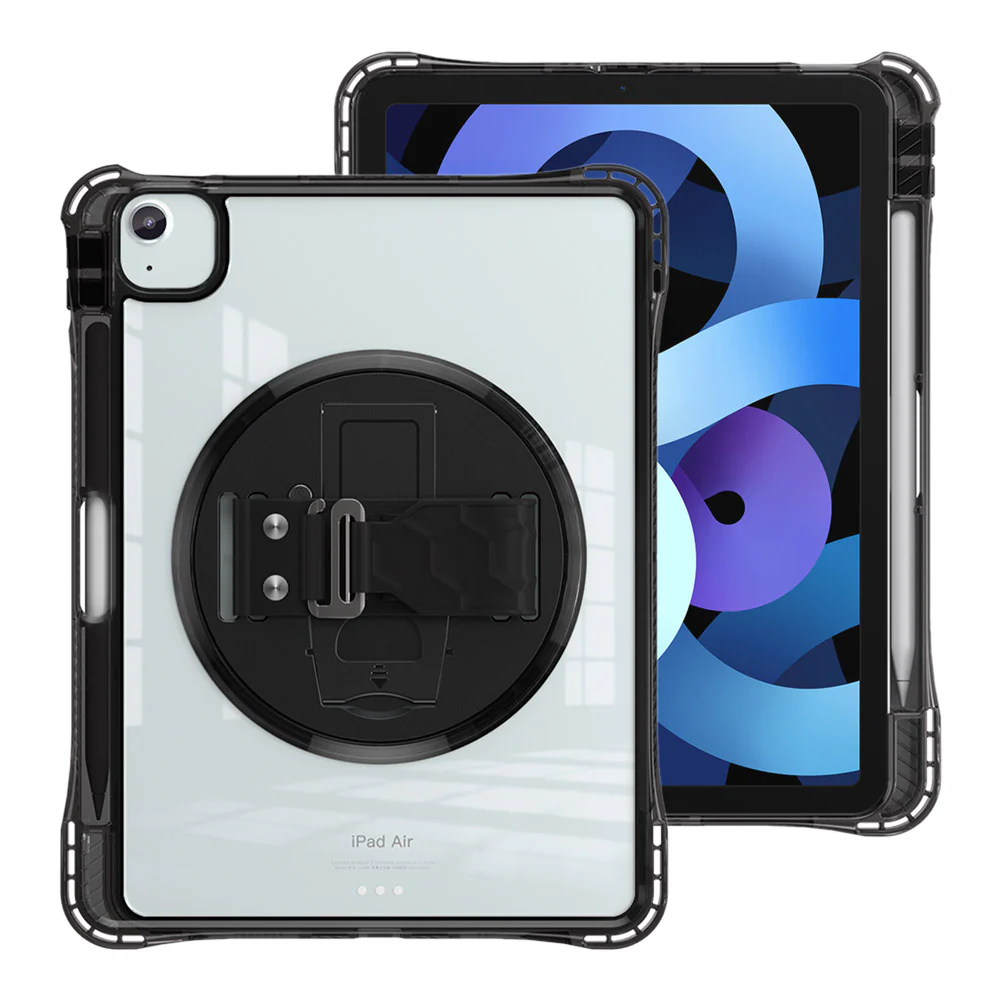 KLN-iPad-A5 | iPad Air 4 2020 / iPad Air 5 2022 | Transparent Protective Case with Hand Strap and Kick-stand