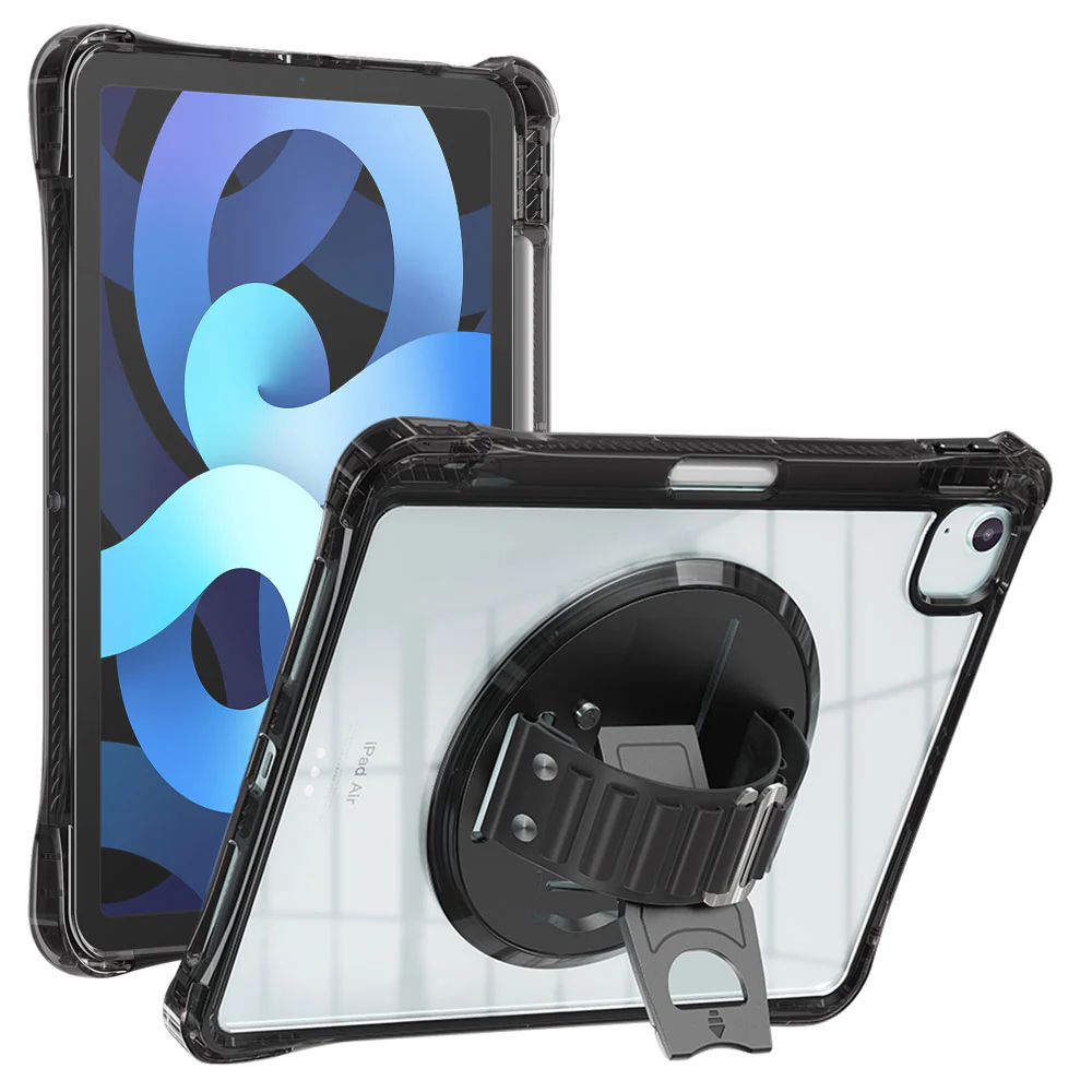 KLN-iPad-A5 | iPad Air 4 2020 / iPad Air 5 2022 | Transparent Protective Case with Hand Strap and Kick-stand - Image 2