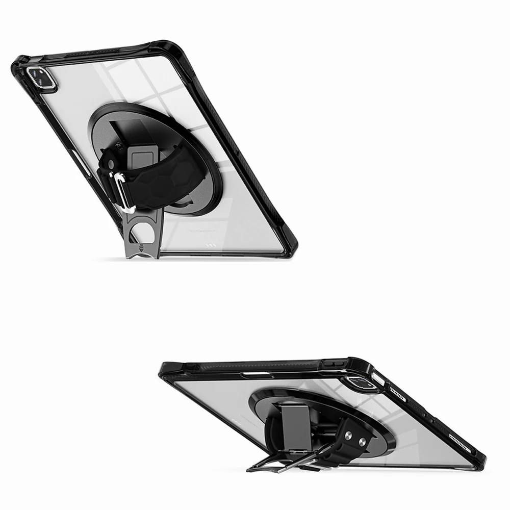 KLN-iPad-A6 | iPad Pro 12.9 ( 3rd / 4th / 5th / 6th Gen. ) 2018 / 2020 / 2021 / 2022 | Transparent Protective Case with Hand Strap and Kick-stand - Image 6
