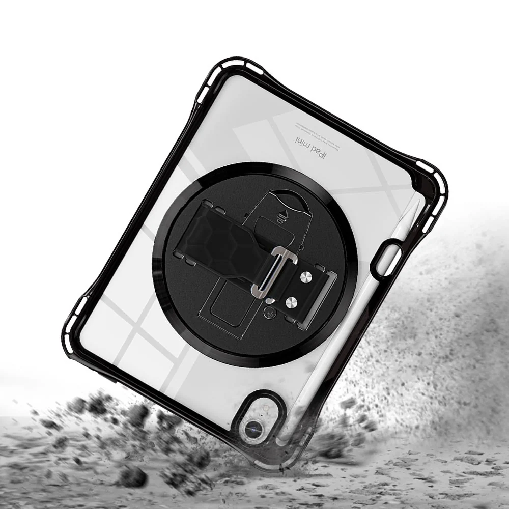 KLN-iPad-M6 | iPad mini 6 | Transparent Protective Case with Hand Strap and Kick-stand - Image 5