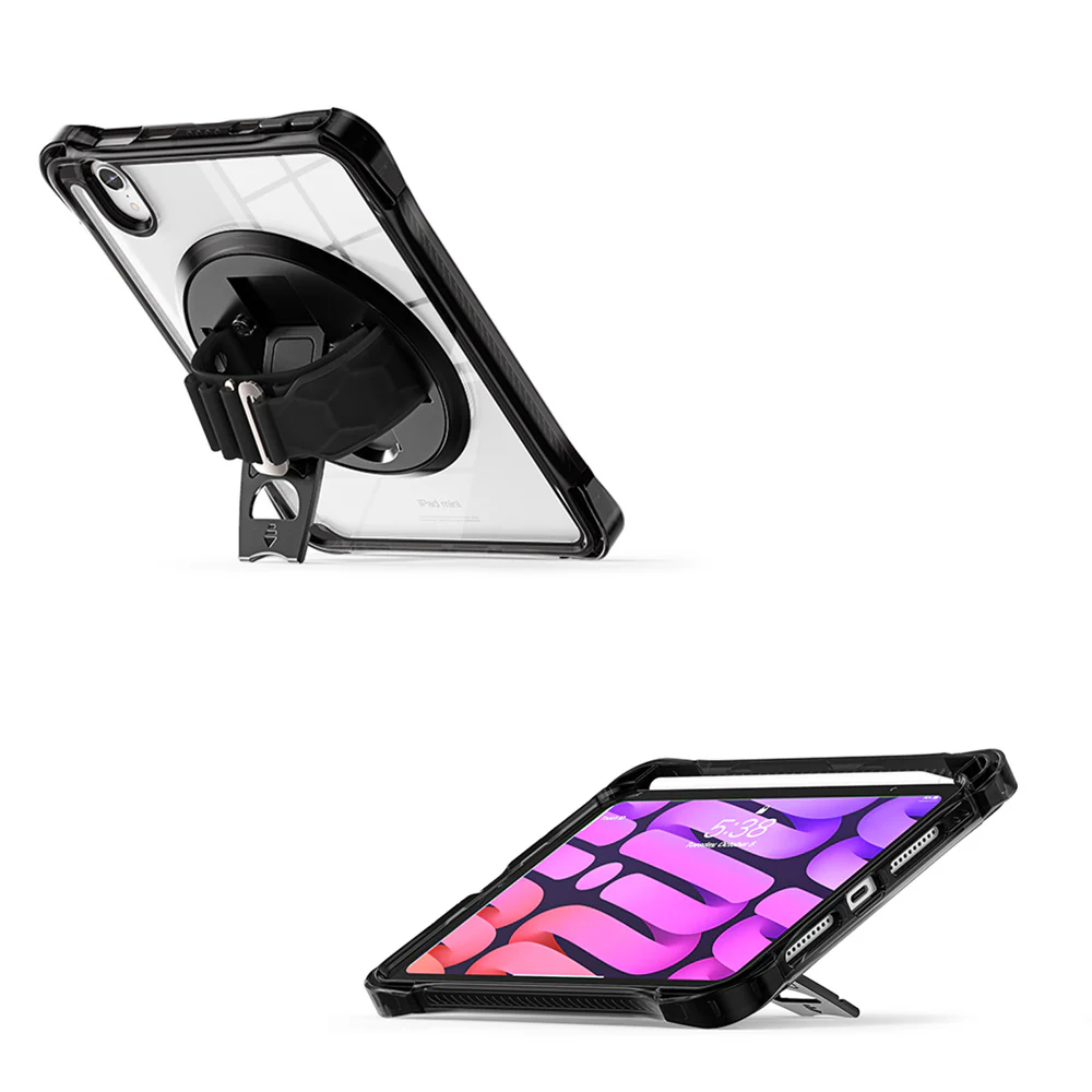 KLN-iPad-M6 | iPad mini (A17 Pro) | Transparent Protective Case with Hand Strap and Kick-stand - Image 6