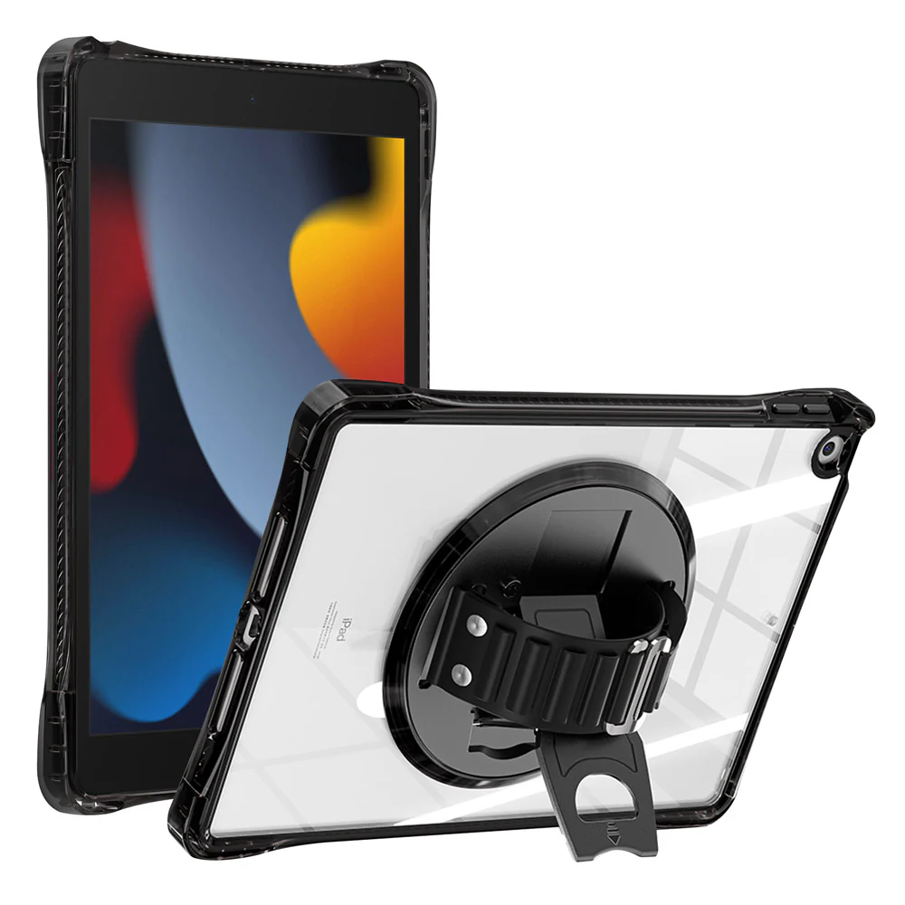KLN-iPad-N3 | iPad 10.2 (7th & 8th & 9th Gen.) 2019 / 2020 / 2021 | Transparent Protective Case with Hand Strap and Kick-stand - Image 2