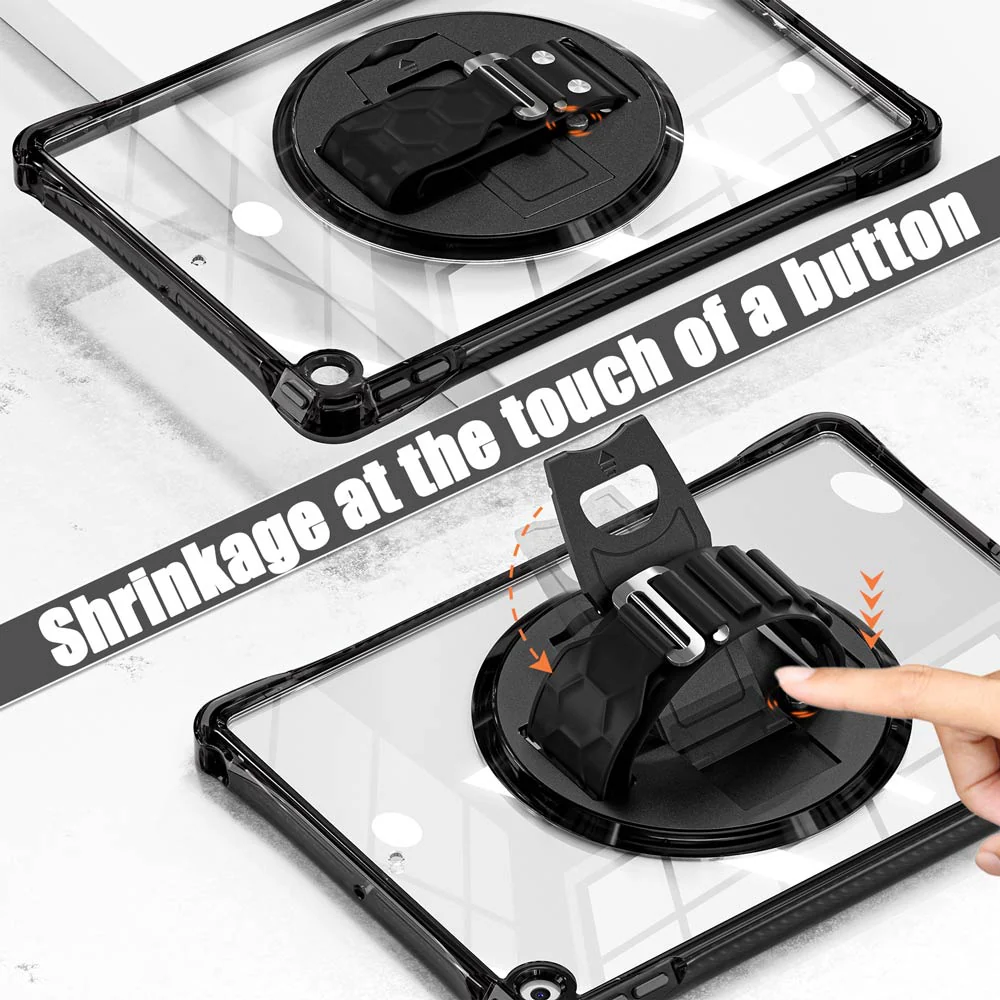 KLN-iPad-N3 | iPad 10.2 (7th & 8th & 9th Gen.) 2019 / 2020 / 2021 | Transparent Protective Case with Hand Strap and Kick-stand - Image 3