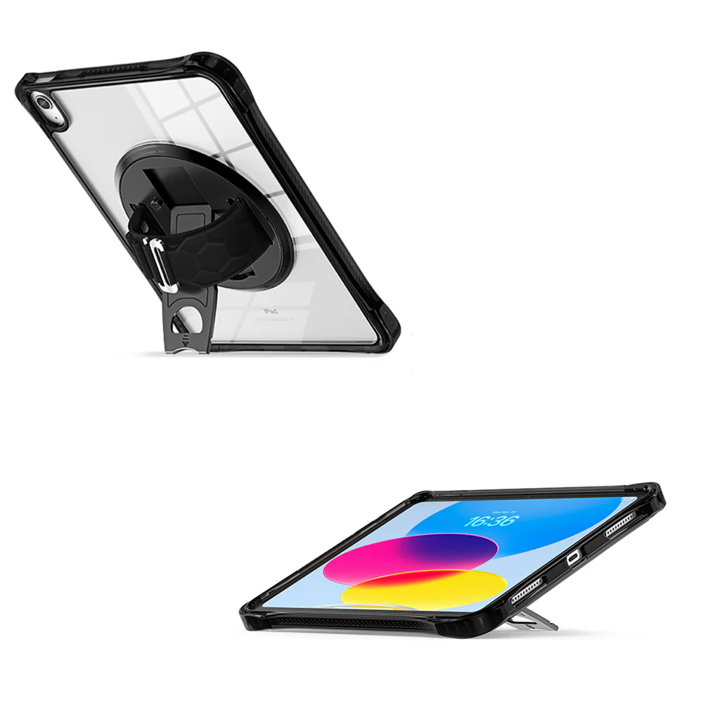 KLN-iPad-N5 | iPad 10.9 (10th Gen.) | Transparent Protective Case with Hand Strap and Kick-stand - Image 6