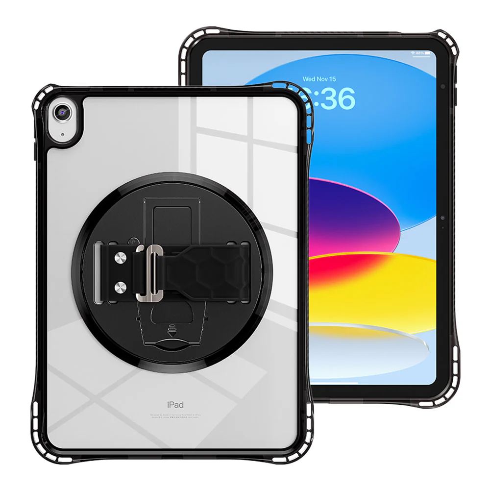KLN-iPad-N5 | iPad 11-Inch (11th Gen / A16) | Transparent Protective Case with Hand Strap and Kick-stand