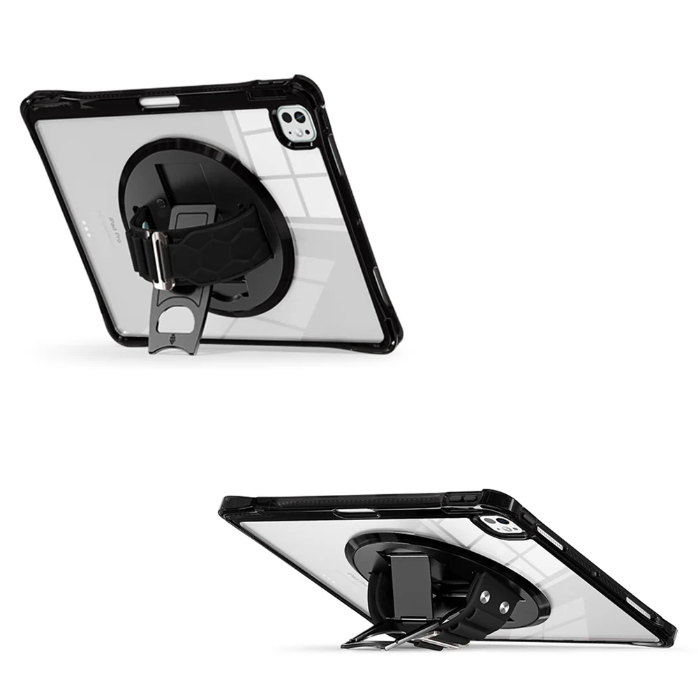 KLN-iPad-PR10 | iPad Pro 13 (M4) / (M5) | Transparent Protective Case with Hand Strap and Kick-stand - Image 6