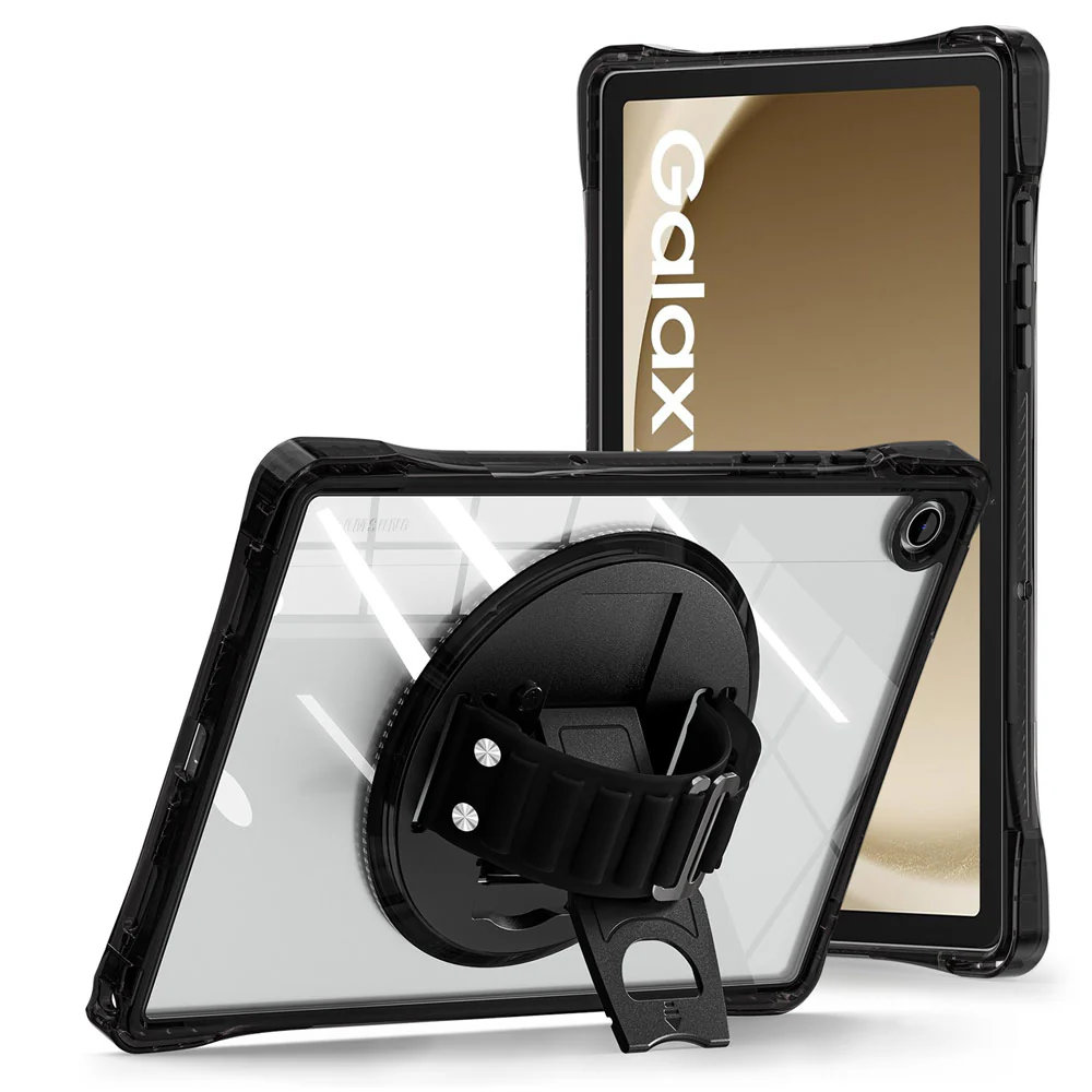 KLN-SS-X210 | Samsung Galaxy Tab A9+ A9 Plus ( 11" ) SM-X210 / SM-X215 / SM-X216 | Transparent Protective Case with Hand Strap and Kick-stand - Image 2
