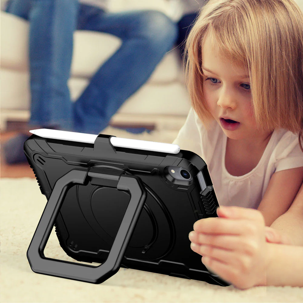 KON-iPad-M6 | iPad mini 6 | Rugged Case with Kick-stand & pencil holder & folding grip - Image 6