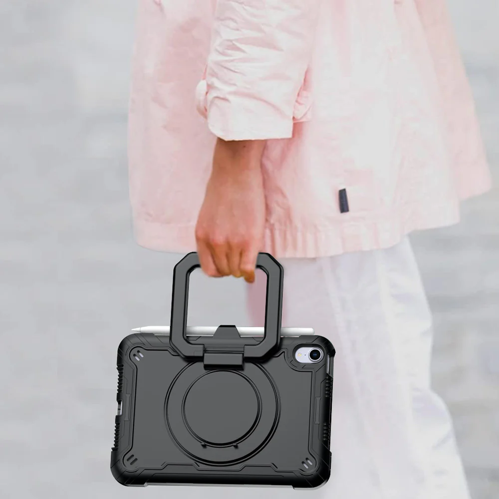 KON-iPad-M6 | iPad mini 6 | Rugged Case with Kick-stand & pencil holder & folding grip - Image 7