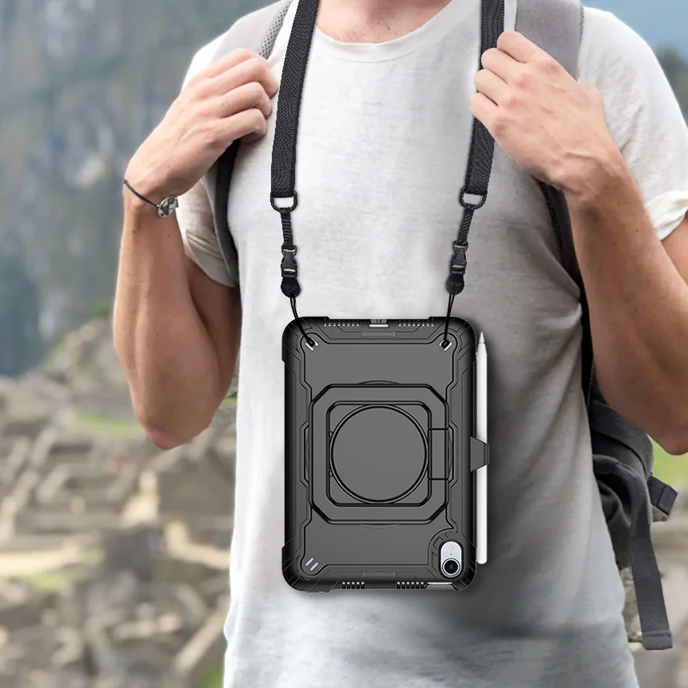 KON-iPad-M6 | iPad mini 6 | Rugged Case with Kick-stand & pencil holder & folding grip - Image 8