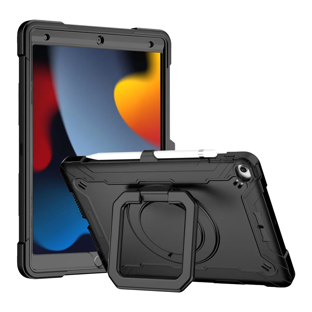 KON-iPad-N3 | iPad Air (3rd Gen.) 2019 | Rugged Case with Kick-stand & pencil holder & folding grip