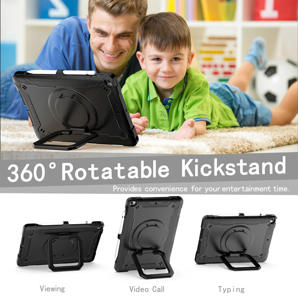 KON-iPad-N3 | iPad Air (3rd Gen.) 2019 | Rugged Case with Kick-stand & pencil holder & folding grip - Image 3