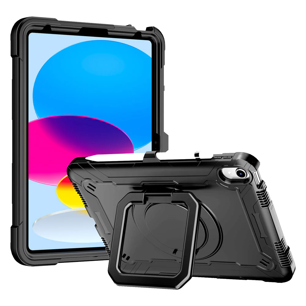 KON-iPad-N5 | iPad 11-Inch (11th Gen / A16) | Rugged Case with Kick-stand & pencil holder & folding grip