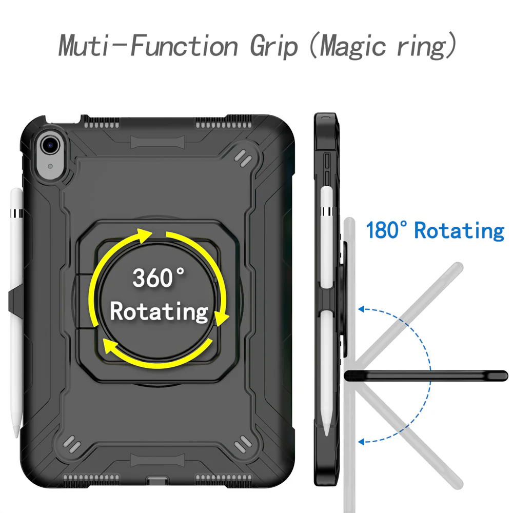 KON-iPad-N5 | iPad 11-Inch (11th Gen / A16) | Rugged Case with Kick-stand & pencil holder & folding grip - Image 3