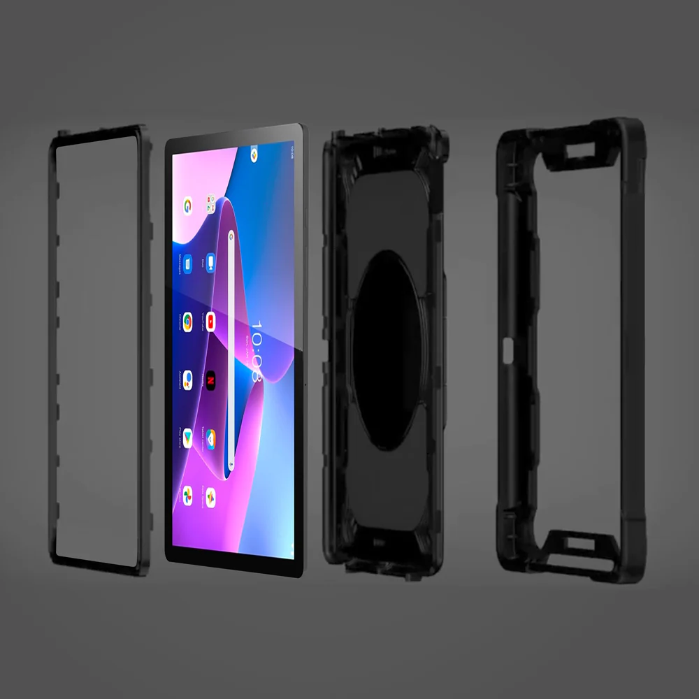 KON-LN-M10-V3 | Lenovo Tab M10 ( Gen3 ) TB328 | Rugged Case with Kick-stand & folding grip - Image 5