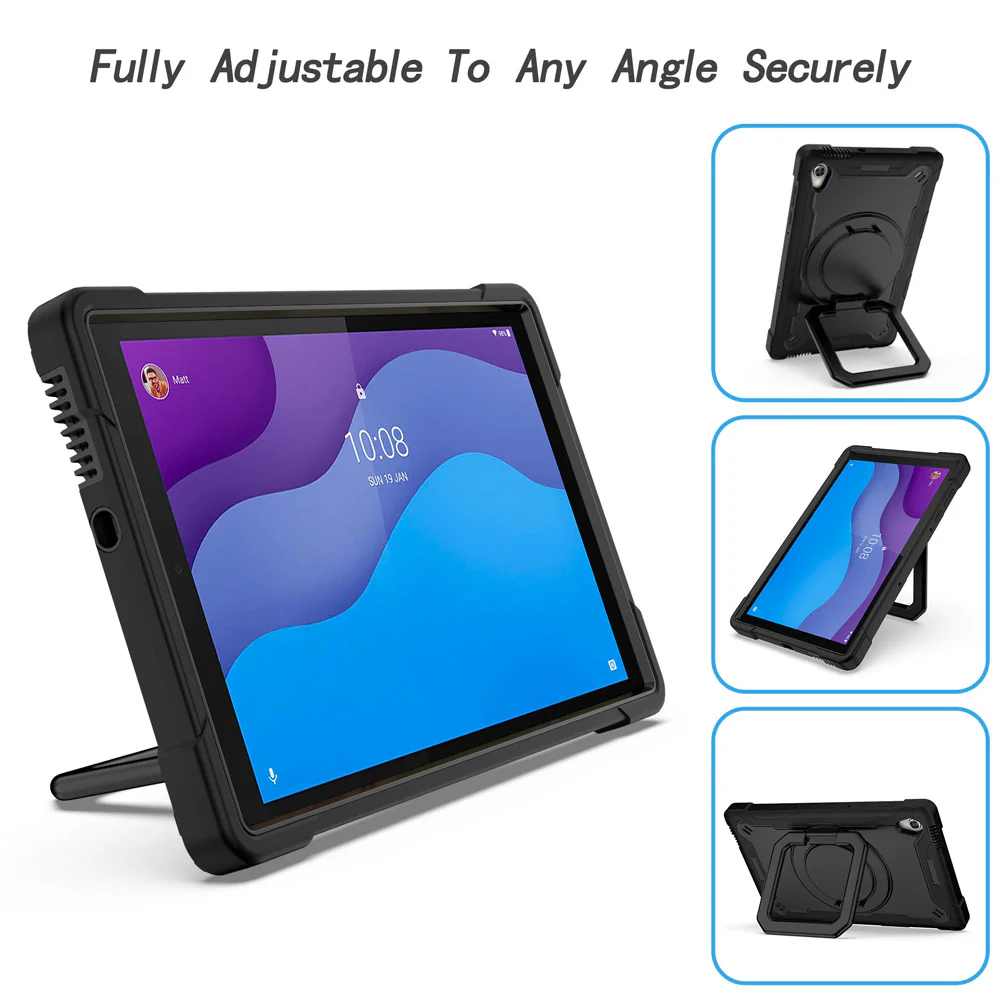 KON-LN-M10HD2 | Lenovo Tab M10 HD (2nd Gen) TB-X306F | Rugged Case with Kick-stand & folding grip - Image 3