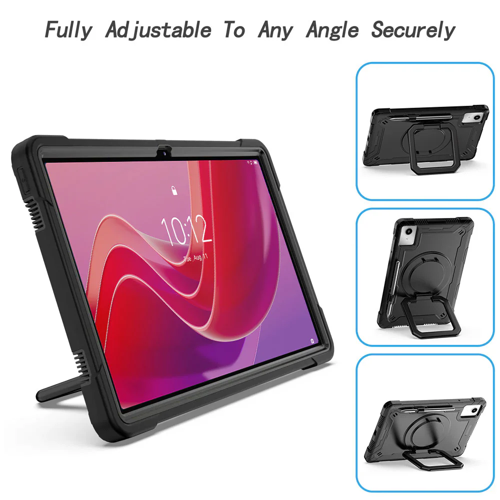 KON-LN-M11 | Lenovo Tab M11 / K11 TB330 | Rugged case with kick-stand & pencil Holder & folding grip - Image 3