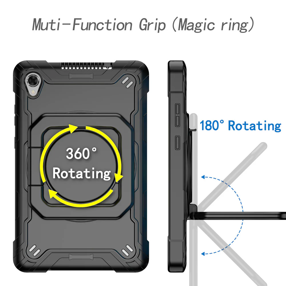 KON-LN-M8FHD | Lenovo Tab M8 (FHD) TB-8705 | Rugged case with kick-stand & folding grip - Image 4