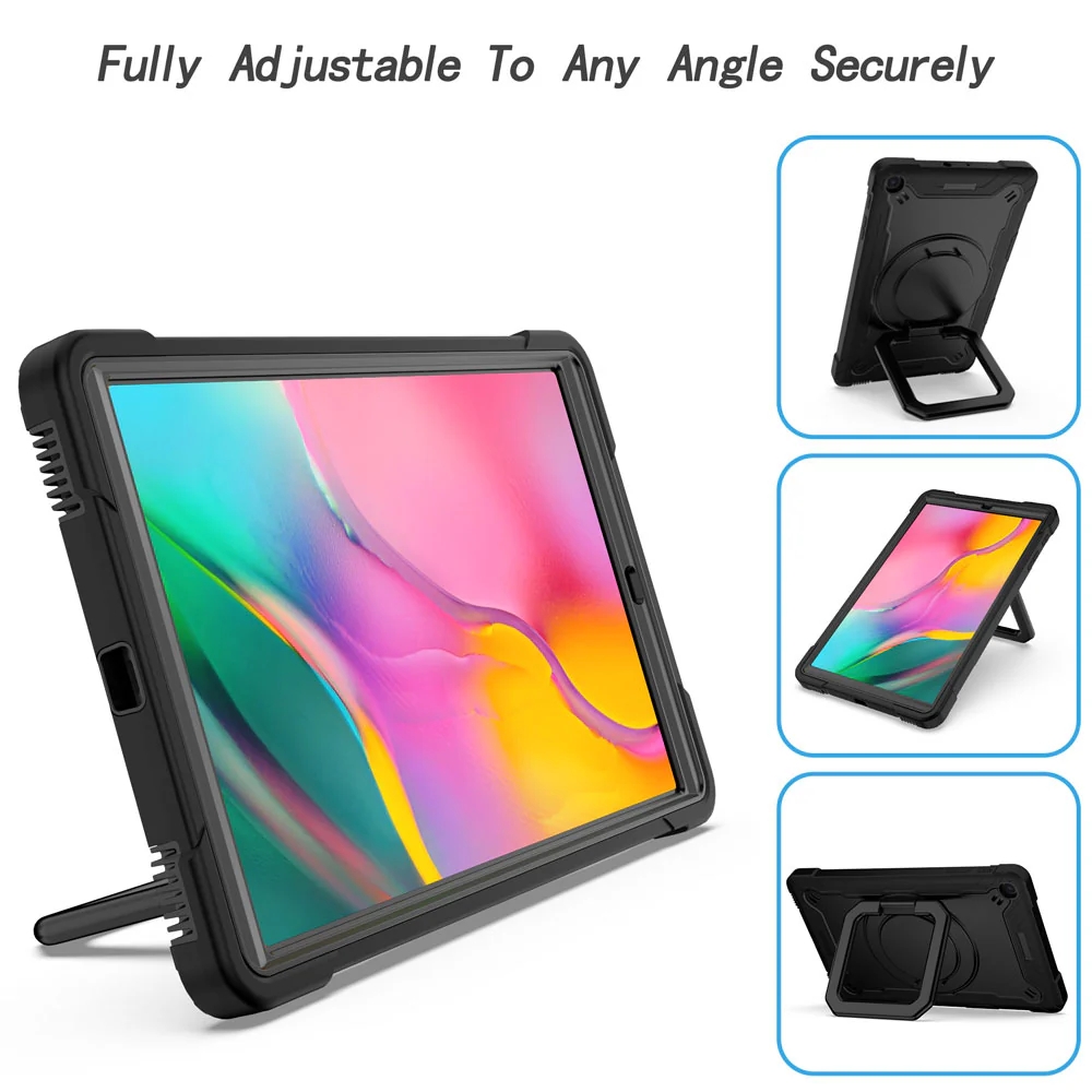 KON-SS-T515 | Samsung Galaxy Tab A 10.1 (2019) T515 T510 | Rugged case with kick-stand & folding grip - Image 3
