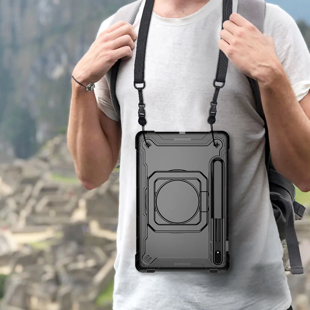 KON-SS-T870 | Samsung Galaxy Tab S7 SM-T870 / SM-T875 / SM-T876B | Rugged case with kick-stand & pencil Holder & folding grip - Image 8