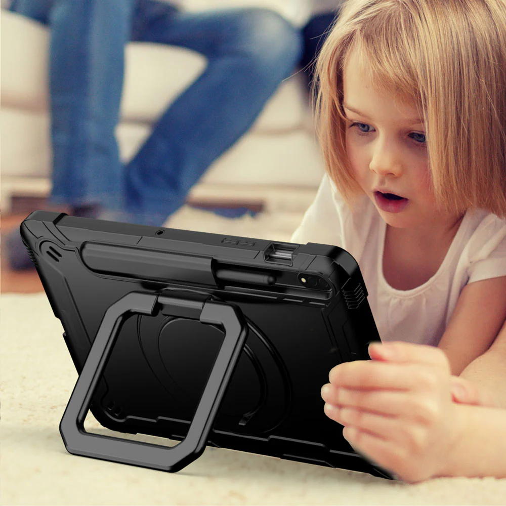 KON-SS-T870 | Samsung Galaxy Tab S8 SM-X700 / SM-X706 | Rugged case with kick-stand & pencil Holder & folding grip - Image 7