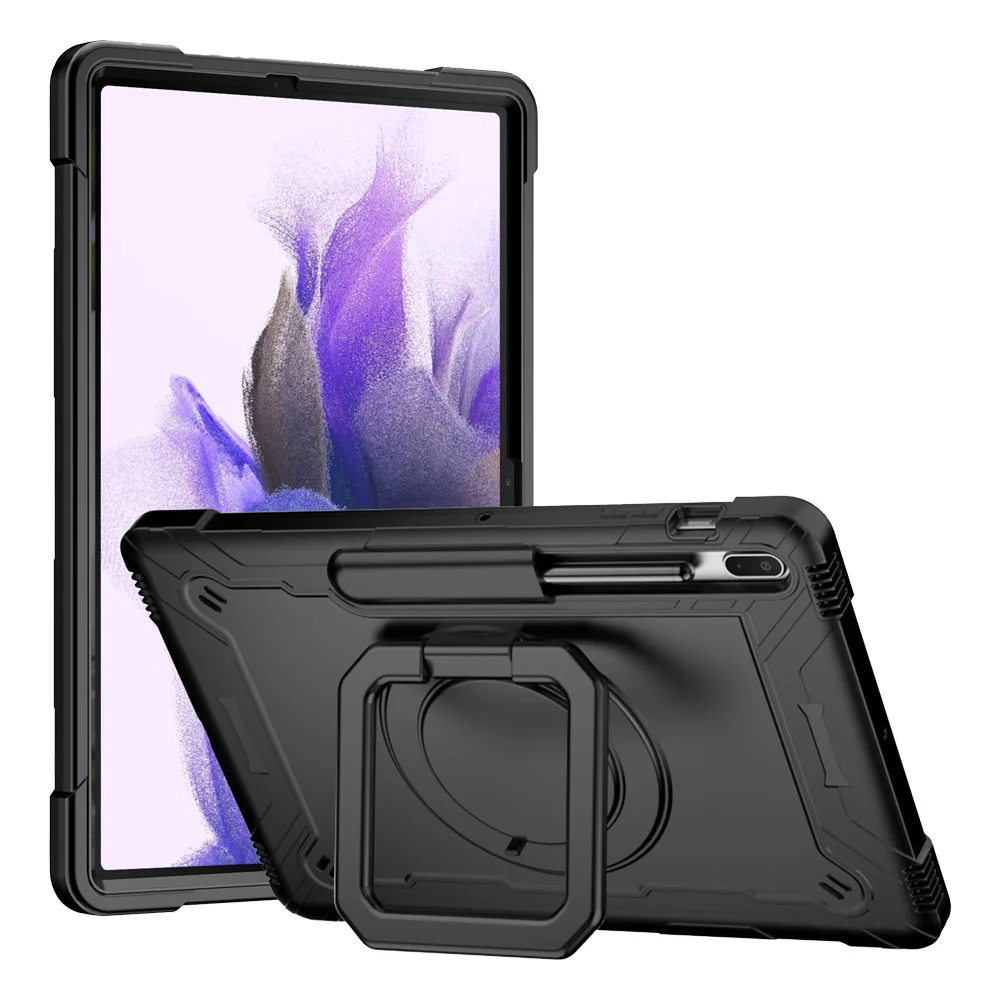 KON-SS-T970 | Samsung Galaxy Tab S7 FE SM-T730 / T733 / T736B / T735NZ | Rugged case with kick-stand & pencil Holder & folding grip