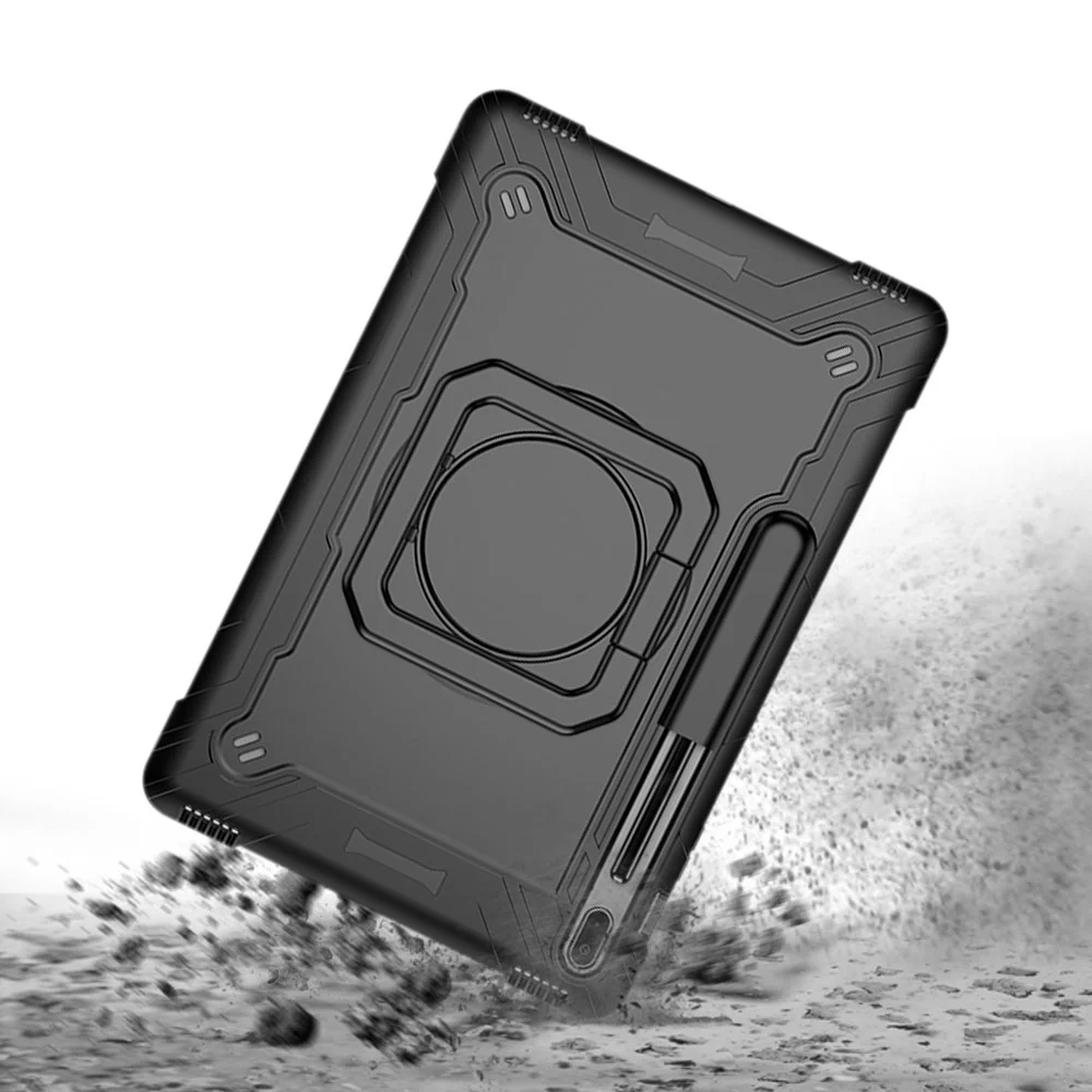 KON-SS-T970 | Samsung Galaxy Tab S7 FE SM-T730 / T733 / T736B / T735NZ | Rugged case with kick-stand & pencil Holder & folding grip - Image 2