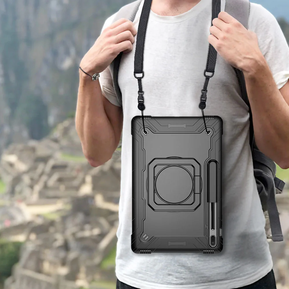 KON-SS-T970 | Samsung Galaxy Tab S8+ S8 Plus SM-X800 / SM-X806 | Rugged case with kick-stand & pencil Holder & folding grip - Image 8