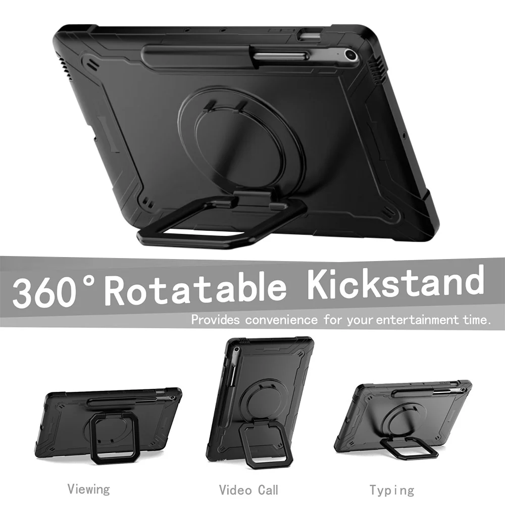 KON-SS-X620 | Samsung Galaxy Tab S10 FE+ S10 FE Plus SM-X620 X626 X628 | Rugged case with kick-stand & pencil Holder & folding grip - Image 2