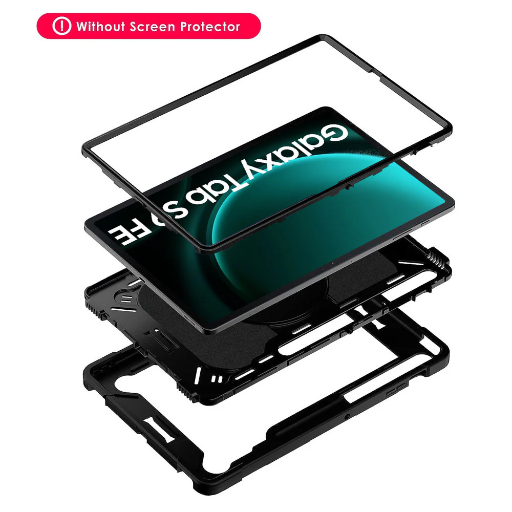 KON-SS-X710 | Samsung Galaxy Tab S10 FE SM-X520 X526 X528 / S10 Lite SM-X400 X406 | Rugged case with kick-stand & pencil Holder & folding grip - Image 2
