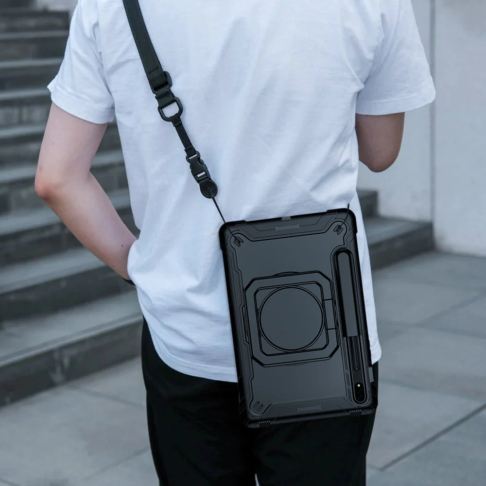 KON-SS-X710 | Samsung Galaxy Tab S10 FE SM-X520 X526 X528 / S10 Lite SM-X400 X406 | Rugged case with kick-stand & pencil Holder & folding grip - Image 6