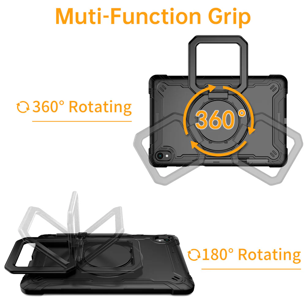 KON-SS-X730 | Samsung Galaxy Tab S11 SM-X730 / X736 / X738 | Rugged case with kick-stand & pencil Holder & folding grip - Image 2