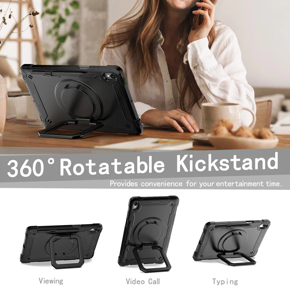 KON-SS-X730 | Samsung Galaxy Tab S11 SM-X730 / X736 / X738 | Rugged case with kick-stand & pencil Holder & folding grip - Image 3