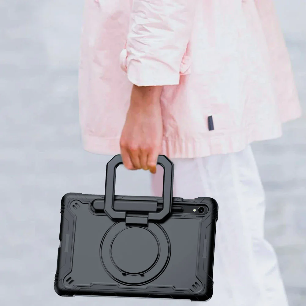 KON-SS-X710 | Samsung Galaxy Tab S9 SM-X710 / X716 / X718 | Rugged case with kick-stand & pencil Holder & folding grip - Image 7