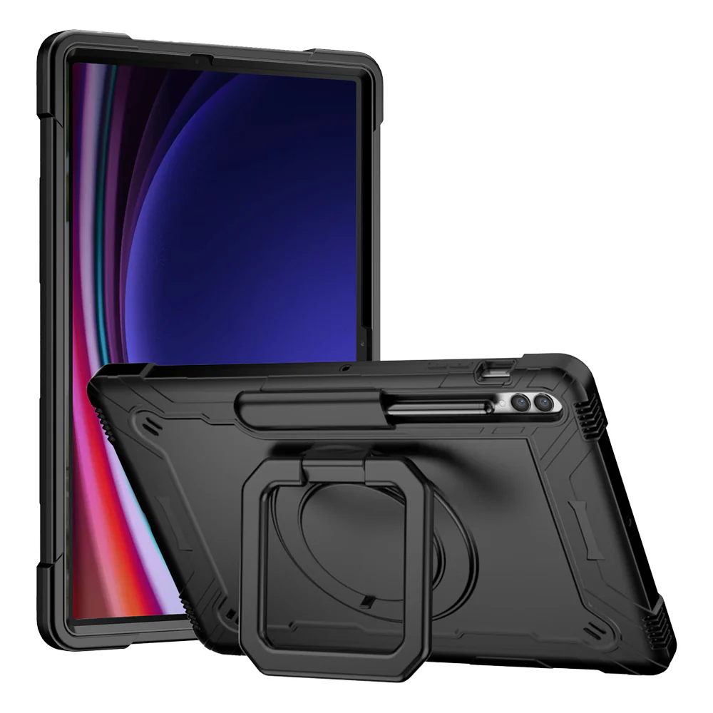 KON-SS-X810 | Samsung Galaxy Tab S9+ S9 Plus SM-X810 / X816 / X818 | Rugged case with kick-stand & pencil Holder & folding grip